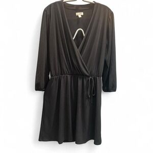 Women's black faux‎ wrap dress by C size L (L3) 21"ptp